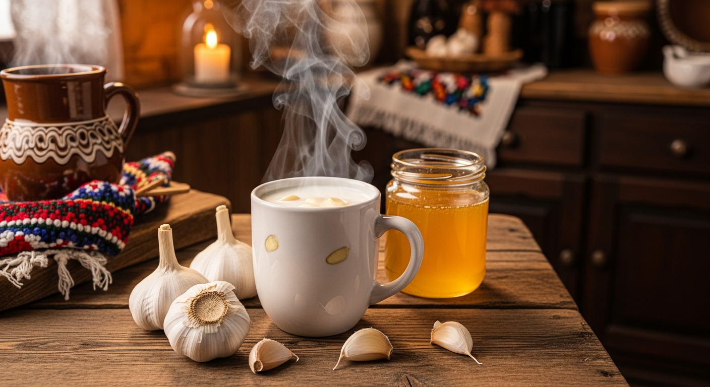 Knoblauch mit warmer Milch